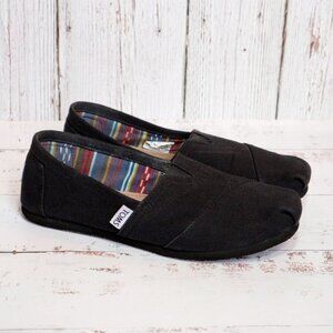 Toms Women's Alpargata Slip On Black Canvas Shoes Flats Loafers (6.5)